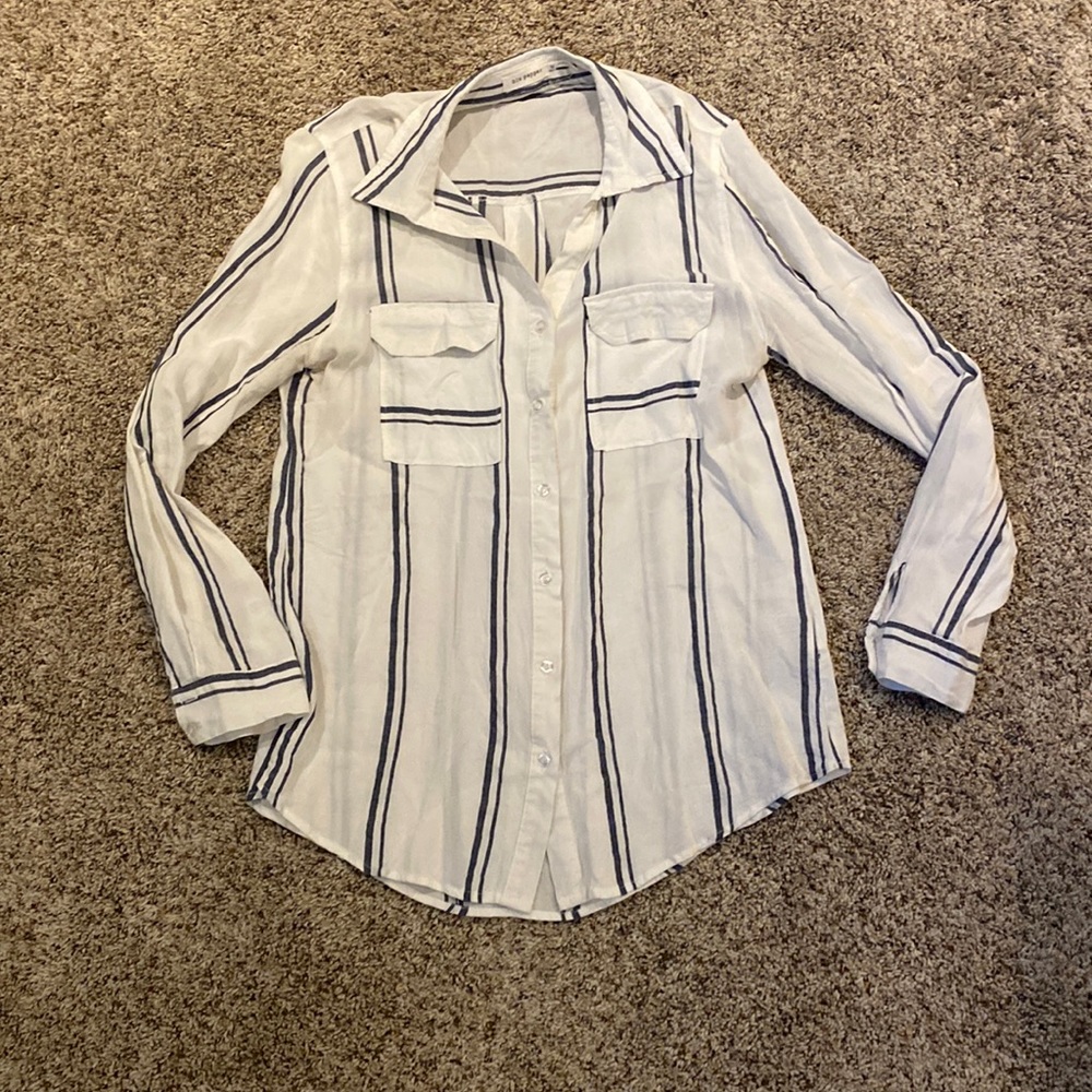 Gray Striped Button Up